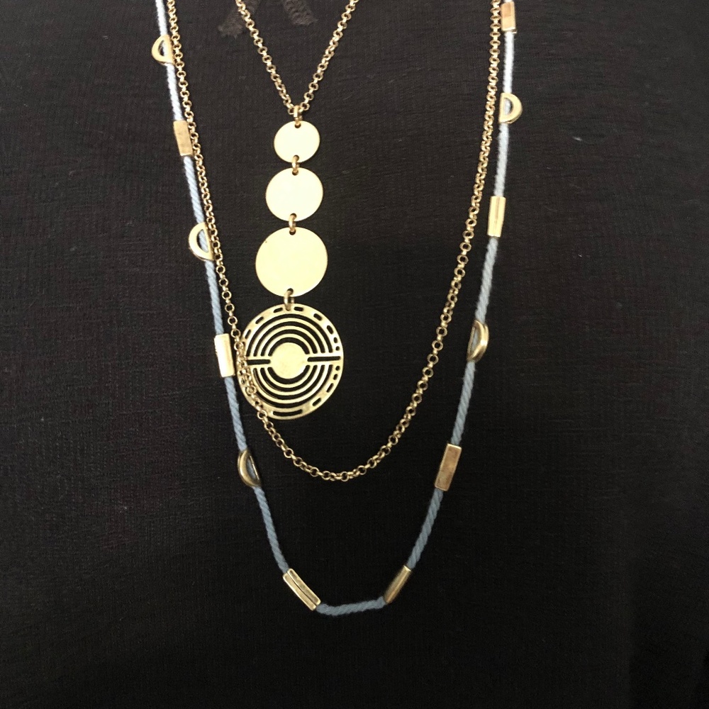 Lucky Brand "Layers" 3-in-1 goldstone necklace - Picture 3 of 5